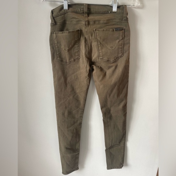 Hudson, 26, Spark Midrise Super Skinny, Olive army green denim stretch jeans - Picture 4 of 6